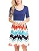 Zeagoo Women Wave Striped Round Neck Half Sleeve Summer Beach Party Dresses Blue M primary