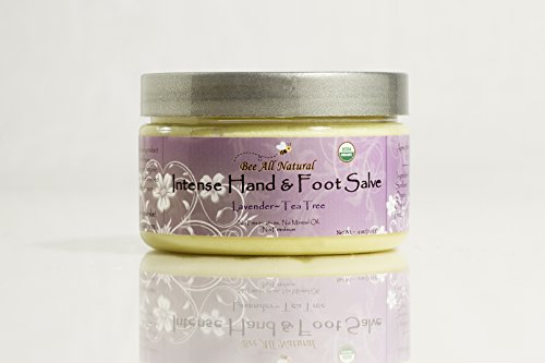 Bee All Natural Organic Intense Hand and Foot Salve, 4-Ounce Jar (Lavender & Tea Tree)