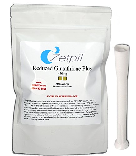 Reduced Glutathione Suppositories by Zetpil, 450 mg, Maximum Strength, Maximum Absorption, Master Antioxidant, Proprietary Blend of GSH, NAC, Taurine, 30 Count Reduced Glutathione Suppositories by Zetpil, 450 mg, Maximum Strength, Maximum Absorption, Master Antioxidant, Proprietary Blend of GSH, NAC, Taurine, 30 Count