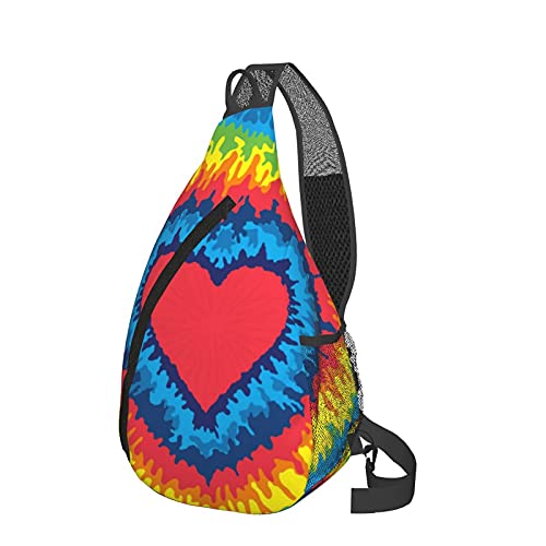 Love Rainbow Tie Dye Sling Bag Casual Backpack Chest Crossbody