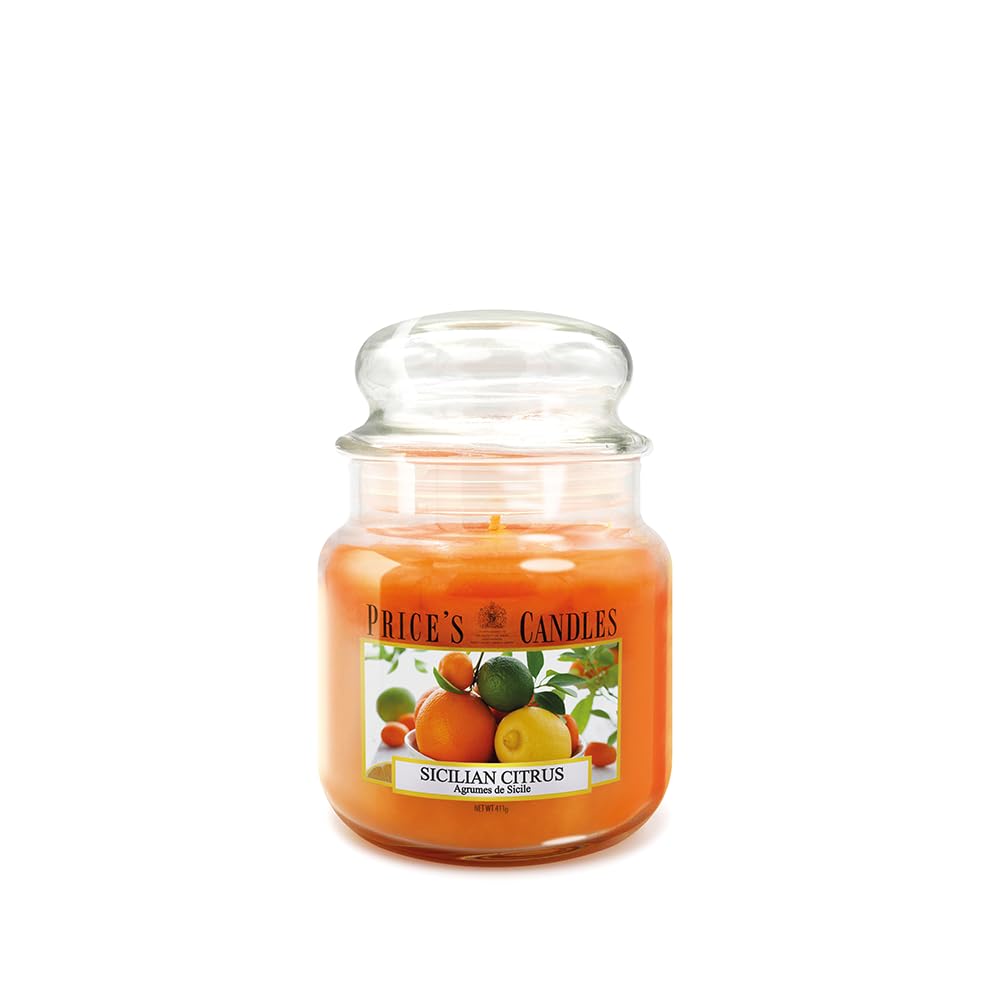 Price's - Sicilian Citrus Medium Jar Candle - Sweet, Delicious, Quality Fragrance - Long Lasting Scent - Up to 90 Hour Burn Time