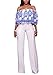 Halfword Womens Sexy Off Shoulder Embroidery Long Wide Leg Jumpsuits Rompers S Blue