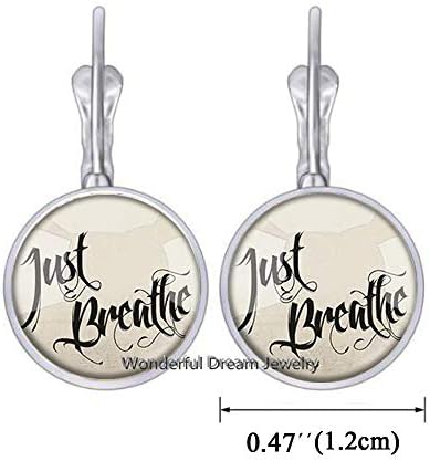 Waozshangu Just Breathe Quote Earrings Glass Cabochon Inspirational Letter Fashion Jewelry Gift for Lover Family Friends,PU382