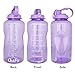QuiFit Motivational Gallon Water Bottle - with Straw & Time Marker BPA Free 128/64 oz Large Water Jug Leak-Proof Durable for Fitness Outdoor Enthusiasts(Purple-B1, 1 Gallon)
