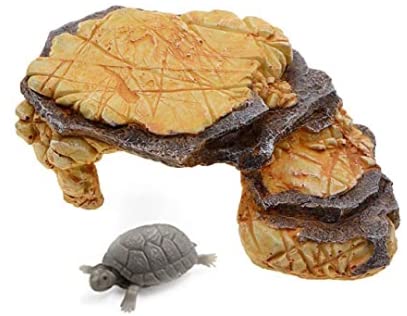 Toolzia Large Turtle Basking Platform, Turtle Tank Ramp Platform, Aquarium Turtle Accessories Tank With Rock Ladder For Turtle Tank Setup (25 * 17 * 8 cm)