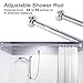 KONKY Shower Curtain Rod - Extendable 50”-86” Brushed Stainless Steel Shower Curtain Rod Tension Chrome Holder No Drill Use Bathroom Kitchen Home