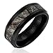 8MM Comfort Fit Titanium Hunting Ring | Black Plated Wedding Band with Camouflage Inlay | Beveled Edges