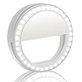 Selfie Light,WaterLuu Selfie Ring Light for Camera [Rechargable Battery] Selfie LED Camera Light [36 LED] for iPhone iPad Sumsung Galaxy Photography Phones (White)
