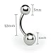 Down South Sales Titanium G23 Silver Belly Button Bar Navel Banana Ring 14g 12mm