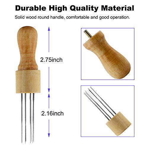 Felting Needle with Eight Needles Tool DIY 8 Felting Needles Tool Craft Wool Felt Stitch Punch Tool with Solid Wood Handle Felting