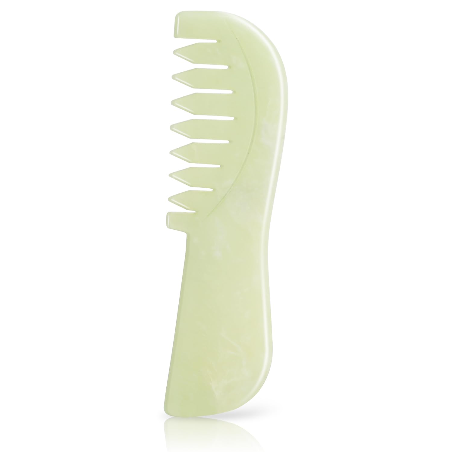Premium Xiuyan Jade Gua Sha Scraping Massage Comb Therapy Tool, Hand Made Anti-Static Detangling Hair Beard Comb Scratcher for Head Scalp Massage, Full Body Relaxing Slimming Massage Comb