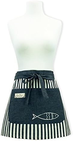 Home Bene 100% Cotton Gupi, Waist Kitchen Apron for Both Men and Women, Cute Cooking Apron with White Stripes, Waist Ties, One Front Pocket, Cooking, Baking, Barbecuing, Blue