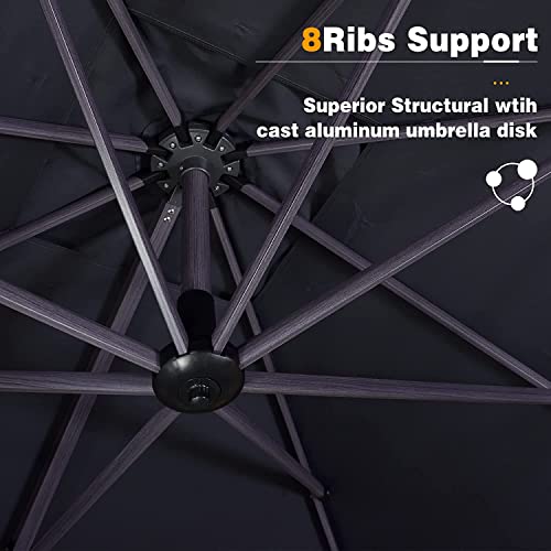 PURPLE LEAF Patio Umbrella Outdoor 10 FT Square Pool Deck Umbrella Wind