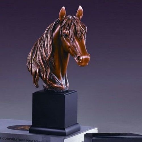 Large Long Mane Horse Head Sculpture Bronze Color Resin 14.5" Tall Home & Kitchen