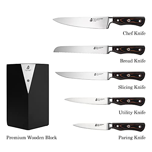 TUO Kitchen Knife Set 6 pcs Professional Knives Set with Wooden Block