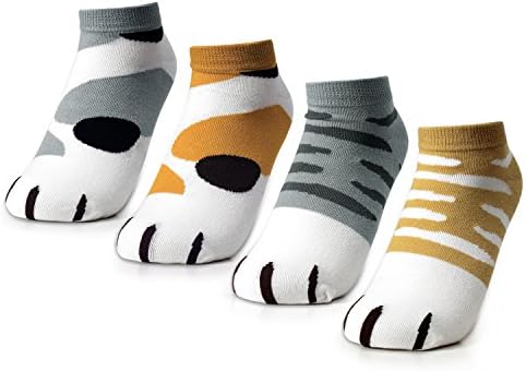 Haley Clothes Animal Socks Cat Paw Socks Cat Socks for women(4 Pairs)