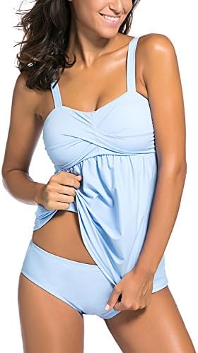 Womens Camisole Top and Bottom Sets Tankini Bathing Suits (FBA)