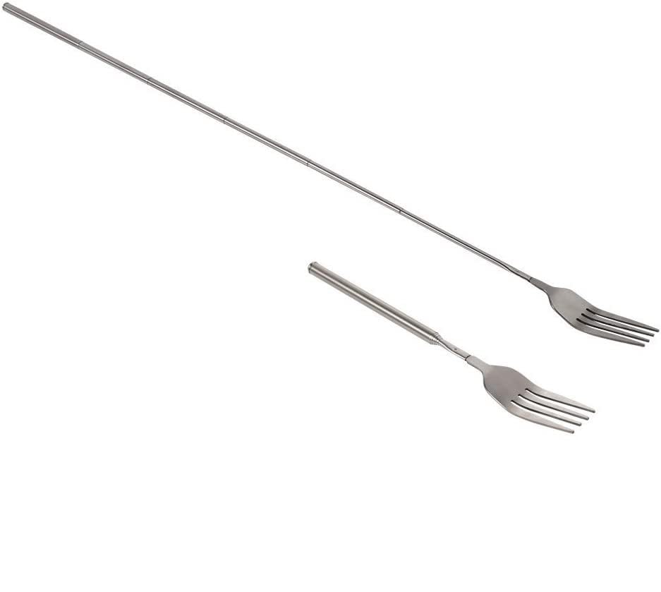 Leopacat Forks,Extendable Fork,Long Handle Telescopic Forks, Stainless Steel Retractable Fork Extends 8.7 to 25 Inch Inches Tableware for Camping Barbecue Toasting Dinner Dessert Sausage Vegetable