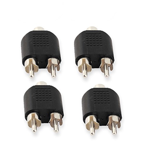 DCFun RCA Female to Dual RCA Male Splitter Adapter For Audio Video AV TV Cable Convert 4-Pack