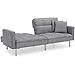 Best Choice Products Living Room Convertible Linen Fabric Tufted Splitback Sleeper Plush Futon Couch Furniture w/ Pillows - Dark Gray