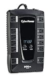 CyberPower AVRG900LCD Intelligent LCD UPS System, 900VA/480W, 12 Outlets, AVR, Compact