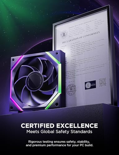 AsiaHorse Nyota Pro 120mm Case Fan, PC Fan 120mm Daisy Chain, ARGB PWM 2000RPM Quiet, High Airflow Case Fan, Standard Fan Blade