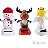 Solar Toy Powered Dancing Christmas 1 Snow Man 1 Angel 1 Red Nosed Reindeer Set ( Set of 3 ) By Jackpot
