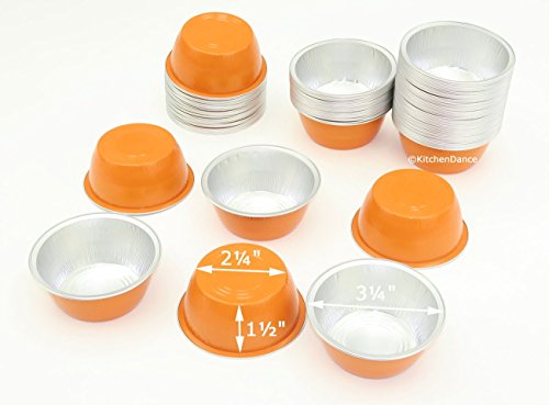 Click Here to See More Images KitchenDance Disposable Aluminum Colored Baking Cups- Creme Brulee- Desserts- 4 oz. Size (Orange, 500)