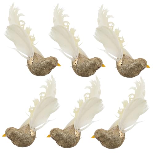 Hohopeti 6pcs Faux Plumage Birds with Glitter Powder Realistic Ornaments for Tree Decoration Garden Decor and Diy Projects Vibrant Artificial Bird Figurines for Home and Decor