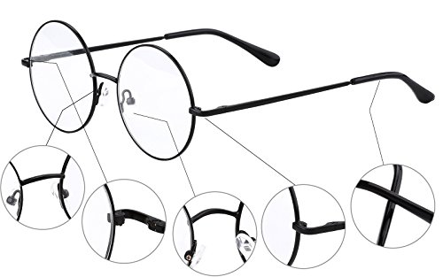 Agstum Retro Round Prescription ready Metal Eyeglass Frame (Medium Size) (Black)