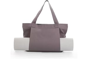 Canvas Yoga Mat Tote Bag with Side Pocket Large Shoulder Carryall for Pilates Gym and Workout