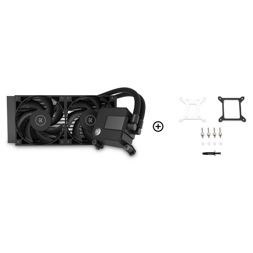 EK AIO Basic 240 mm, D-RGB All-in-One CPU Water Cooler with Premium EK-Vardar High-Performance PMW Fans, Liquid Cooling, 120 mm Fan, Intel 115X/1200/2066, AMD AM4