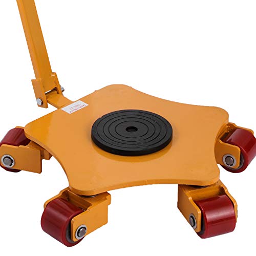 OrangeA Industrial Machinery Mover 11000Lbs Capacity Machinery Mover Skates 5 Rollers 360 Degree Rotation Machinery Mover Dolly with 39 Inch Push Rod (4T with Bar/ 360° Rotation)