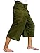 Thai Fisherman Pants Yoga Trousers Free Size 3/4 Cotton Stripe-Olive Green
