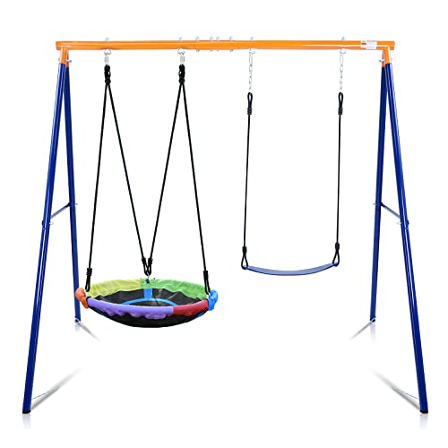 Swing Set for Backyard, 440lbs Swing Set with