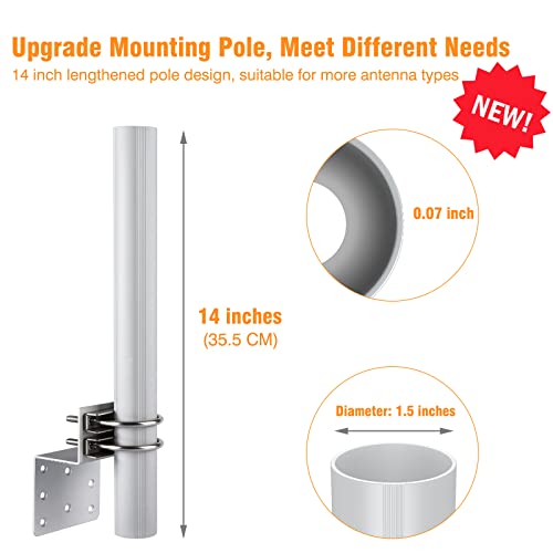 Antenna Pole Mount for Outdoor, Upgraded 14 Inch Antenna Mast Pole with