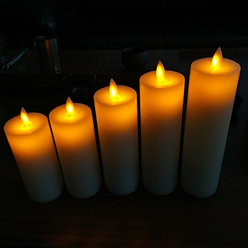 smtyle Real Flame Effect Candles set of 5 Battery Operated with Moving