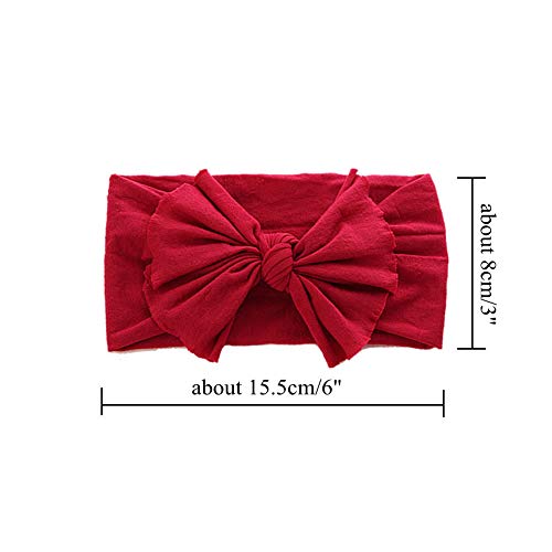 inSowni 6pcs Solid Nylon Bow Turban Headbands Elastic Hairbow Headwrap Hair Bands for Newborns Infants Baby Girls Toddlers Kids - Thumbnail 3