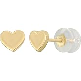 14K Yellow Gold Small Heart Stud Earrings