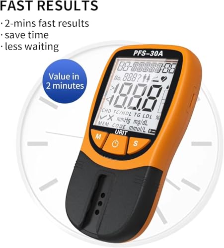 Official Blood Total Cholesterol Test Kit, 5 in 1 Triglycerides Test Kit Professional Grade Quick Blood Lipid Analysis Meter with 10 Cholesterol Test
