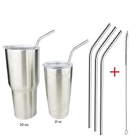 Clearance Sale!DEESEE(TM)4 Pcs Stainless Steel Metal Drinking Straw Reusable Straws + 1 Cleaner Brush Kit