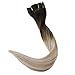 Full Shine Ombre Clip in Hair Extensions Brown to Ash Blonde Human Hair Extensions Clip ins 18 Inch Seamless Clip in Human Hair Blonde Extensions Natural Hair