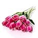 Shallylu 12Pcs Artificial Tulip Real Touch Tulip Flowers Fake Silk Flowers for Vases Wedding Home Room Party Decoration (Pink)