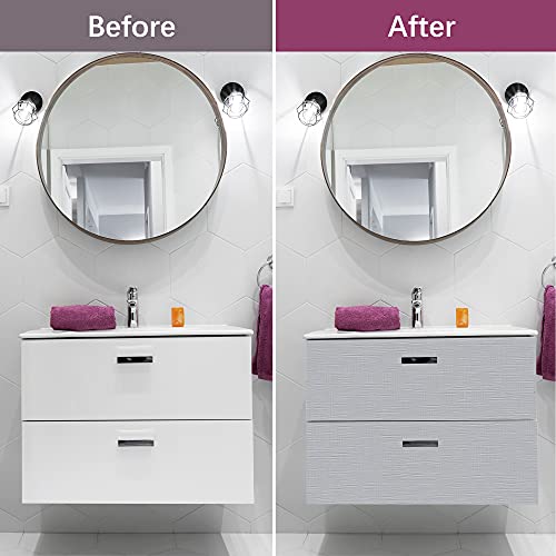 LotFancy Peel and Stick Wallpaper, 11.8”x 78.7”, Light Grey Contact Paper, Self Adhesive and Removable Wall Paper for Countertop Cover, Furniture Renovation, Waterproof, Squeegee Included