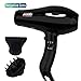1875w Negative Ions Salon Hair Blow Dryer, Professional Ceramic Infrared Hair Dryer, Low Noise Lightweight AC Motor, Styling Tool with Concentrator and Diffuser for Fast Drying, ETL Certified, Black