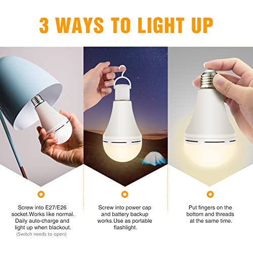 Neporal Emergency Rechargeable Light Bulbs Stay Light Up When Home