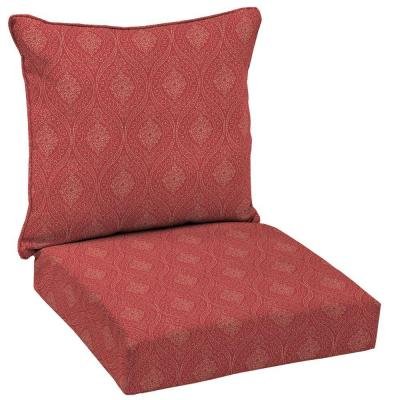 Hampton Bay Chili Stitch Ogee Outdoor Deep Seat Cushion Set