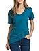 Meaneor Women Solid Comfy Loose Fit Roll Over Short Sleeve V Neck Batwing Top Tee Teal XL