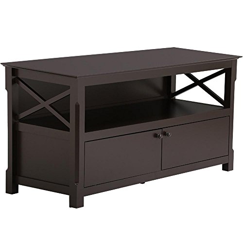 go2buy X-Shape Wood TV Stand Media Console Cabinet Home Entertainment Center Table for Flat Screen TVs, Espresso