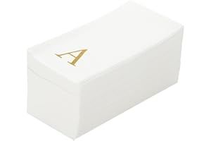 Restaurantware Paper Napkins Pack of 50 Gold Letter A Linen-Feel Disposable Guest Towels 15.75 x 7.87 Inches, Elegant Airlaid